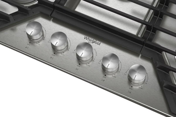 Tope de cocina a gas de acero inoxidable con la marca Whirlpool