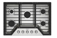 Tope de gas Whirlpool con cinco quemadores sobre fondo blanco