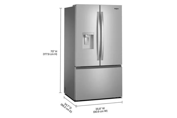 Whirlpool Nevera de 30 pies con puertas francesas