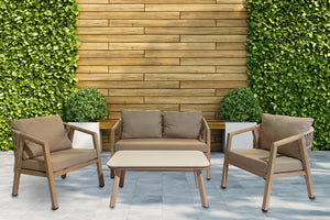 Loveseat, 2 Sillas & Mesa de Centro