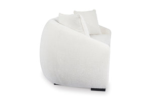 Sofá puf blanco sobre fondo blanco