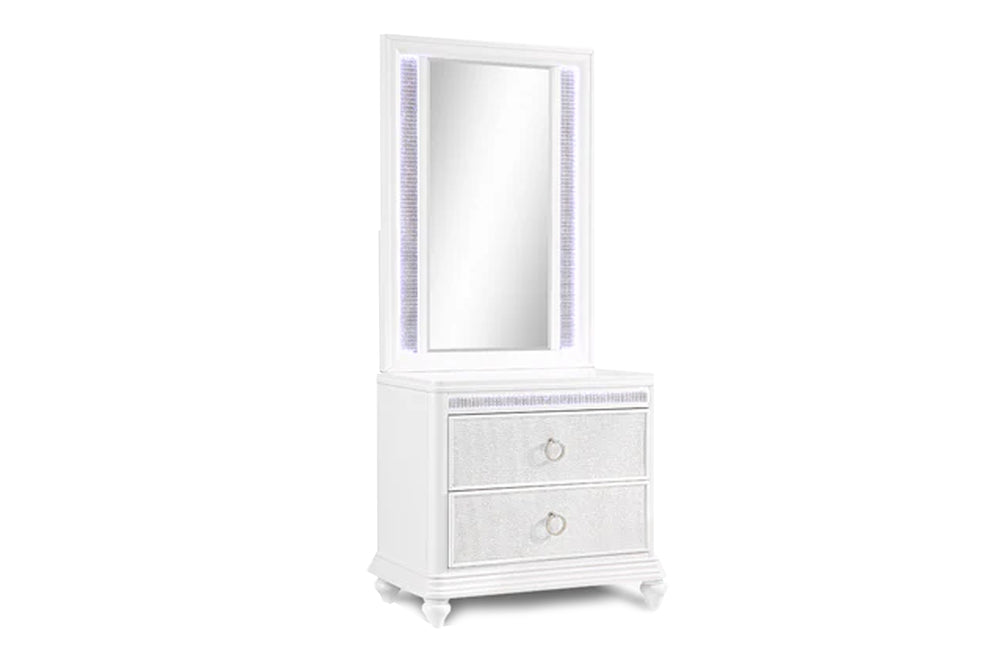 Glamour 2Dr Nightstand W/Mirror Set