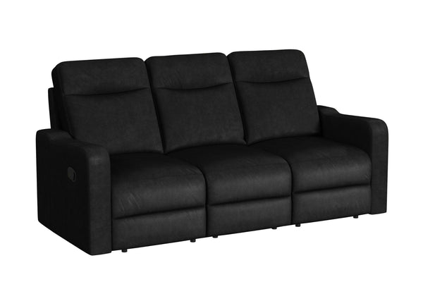 Sofá reclinable negro sobre fondo blanco