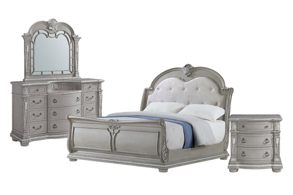 Monticello Cama King, Gavetero con Espejo & Mesa de Noche