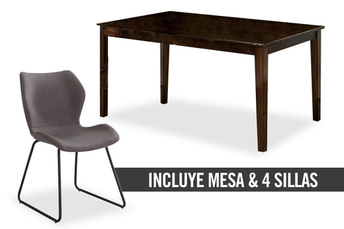 Set de Mesa de Comedor con 4 Sillas