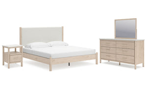 Ashley Cadmori Uph Cama con Gavetero y Espejo & Mesa de Noche