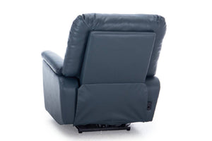 Sillón reclinable despalda azul oscuro sobre fondo blanco