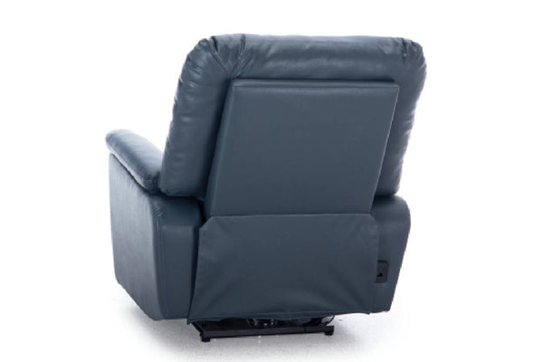 Sillón reclinable despalda azul oscuro sobre fondo blanco