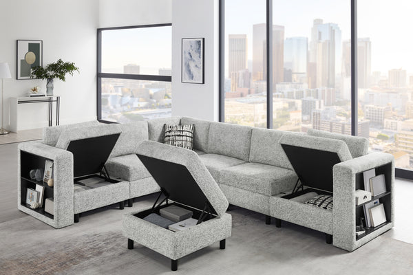 U8270 Sectional W/Strg/Bkcase/Otto