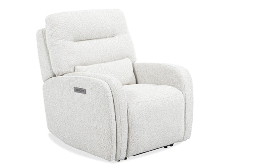 Butaca reclinable eléctrica de color blanco sobre un fondo blanco. 