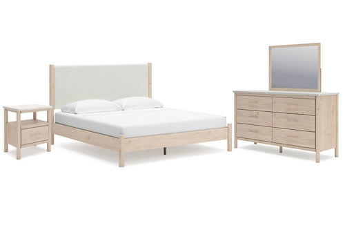 Ashley Cadmori Uph Cama con Gavetero y Espejo & Mesa de Noche