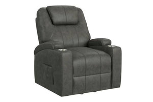 Sillón reclinable gris sobre fondo blanco