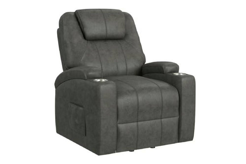 Sillón reclinable gris sobre fondo blanco