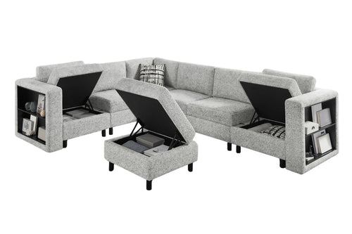 U8270 Sectional W/Strg/Bkcase/Otto