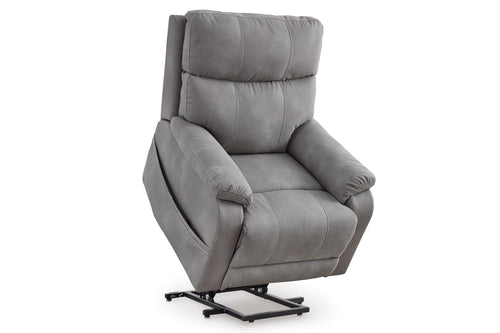 Butaca lift reclinable gris sobre fondo blanco