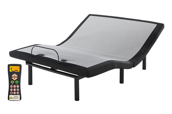 Base de cama eléctrica ajustable con control sobre fondo blanco. 