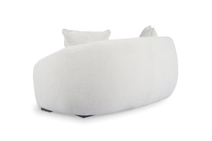 Loveseat puf blanco sobre fondo blanco