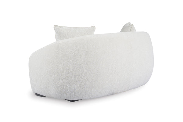 Loveseat puf blanco sobre fondo blanco