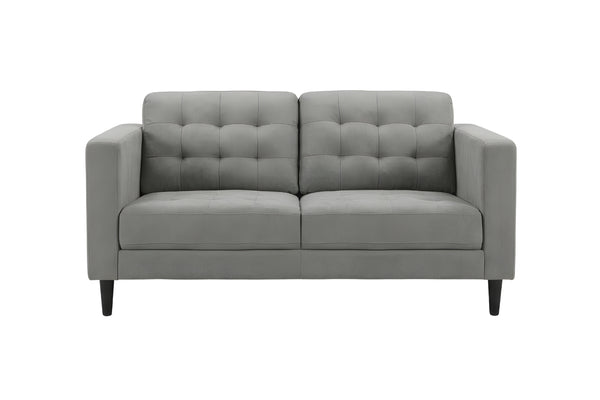 Loveseat gris sobre fondo blanco
