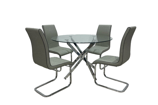 Murano Round Table W/4 Chairs Set