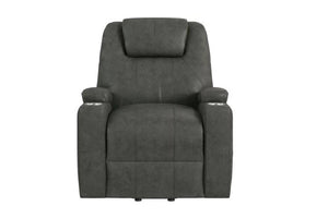 Sillón reclinable gris sobre fondo blanco