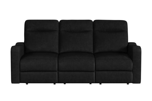 Sofá reclinable negro sobre fondo blanco