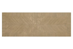 Vista de tope rectangular de madera de mesa de consola sobre un fondo blanco. 