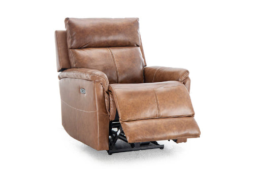 Sillón reclinable de cuero marrón sobre fondo blanco