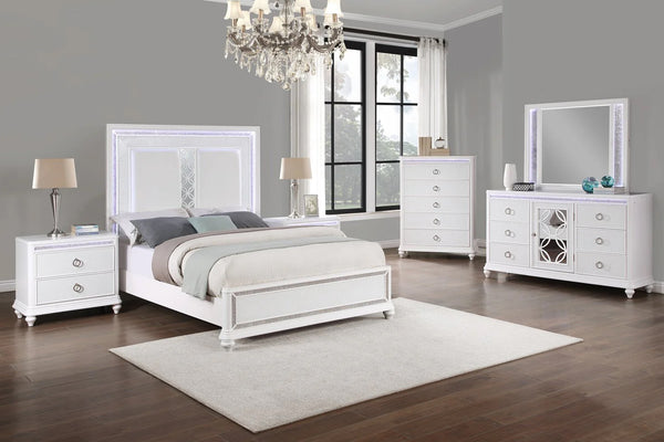 Glamour Cama, Gavetero con Espejo & Mesa de Noche