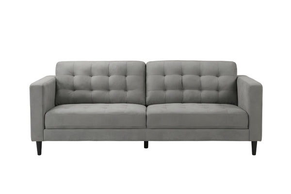 Sofá gris sobre fondo blanco