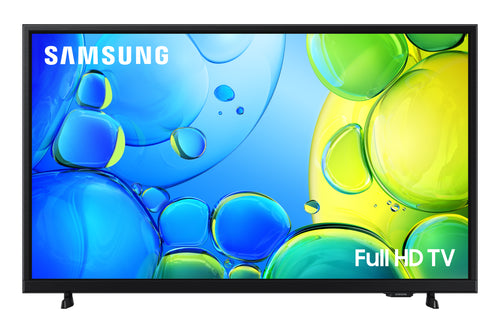 Televisor Samsung Full HD con un diseño abstracto y colorido en la pantalla.