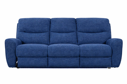 Sofá azul sobre fondo blanco.