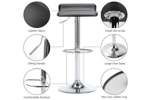 Taburete con seis imágenes redondos con detalles adicionales sobre un fondo blanco. 