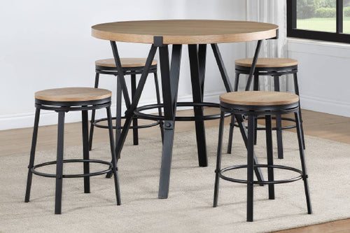 Magnolia42 Mesa de Comedor Redonda "Counter Height" con 4 Taburetes