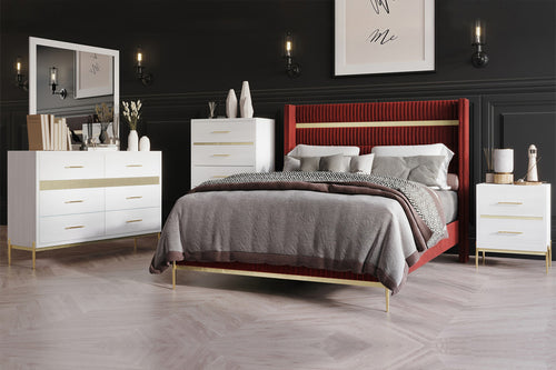 Carissa Queen Bed/Dres/Mirr/Nstnd Set