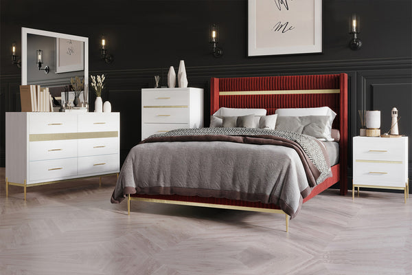 Carissa Queen Cama con Gavetero y Espejo & Mesa de Noche