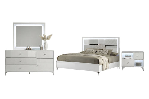 Cayla Bed & Dresser with Mirror with Led