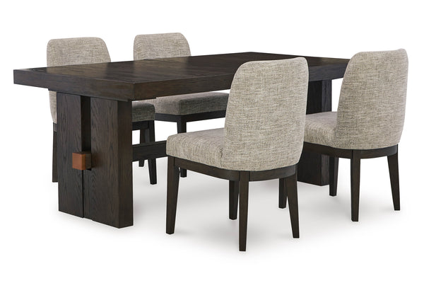 Ashley Burkhaus Rect Ext Table/4Uph Side Chair