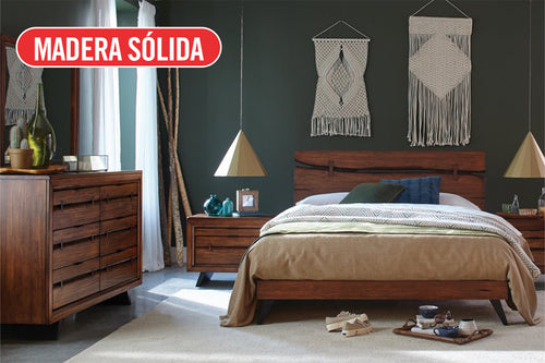 A411 Carpentry Cama & Gavetero con Espejo y Mesa de Noche