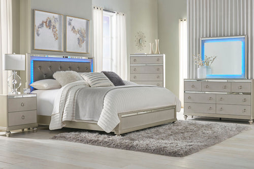 C4188y Silver Twin Bed/Dres/Mirr/Nstnd Set
