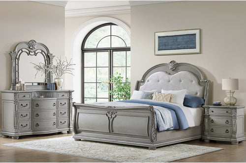 Monticello Cama King, Gavetero con Espejo & Mesa de Noche