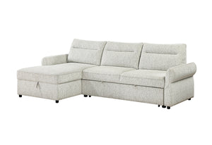 Sofá chaise blanco sobre un fondo blanco. 