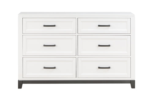 Gavetero blanca de seis gavetas sobre fondo blanco