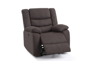 Butaca reclinable manual de color marrón sobre un fondo blanco. 