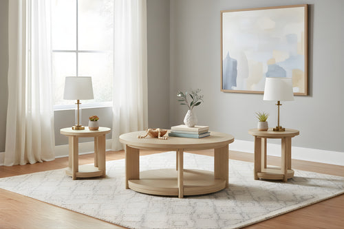Pacific Round Cocktail/2End Table Set