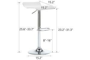 Diagrama de taburete con dimensiones marcadas en negro sobre un fondo blanco. 