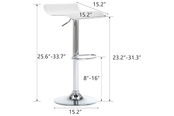 Diagrama de taburete con dimensiones marcadas en negro sobre un fondo blanco. 