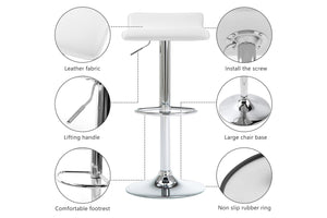 Taburete con seis imágenes redondos con detalles adicionales sobre un fondo blanco. 