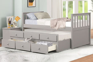 Elise Twin Captain Bed with Trundle & Storage