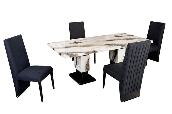 Goldie Rectangular Dining Table W/4 Chairs Set